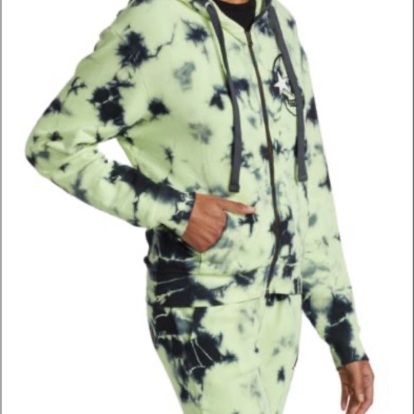 CHRLDR Skull Cloud Zip-Up Hoodie, Tie-Dye Charcoal Lime, Size M - Picture 3 of 11